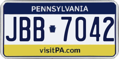 PA license plate JBB7042