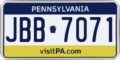 PA license plate JBB7071