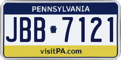 PA license plate JBB7121