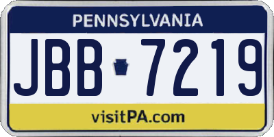 PA license plate JBB7219