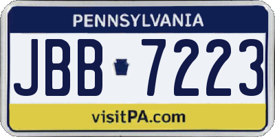 PA license plate JBB7223