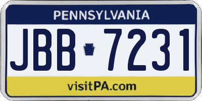 PA license plate JBB7231