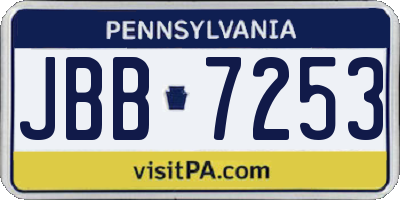 PA license plate JBB7253