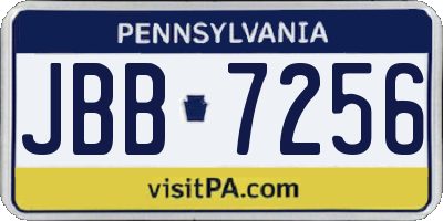 PA license plate JBB7256