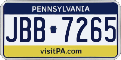 PA license plate JBB7265