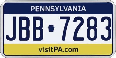 PA license plate JBB7283