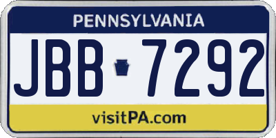 PA license plate JBB7292