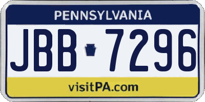 PA license plate JBB7296