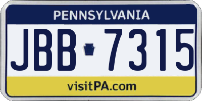 PA license plate JBB7315