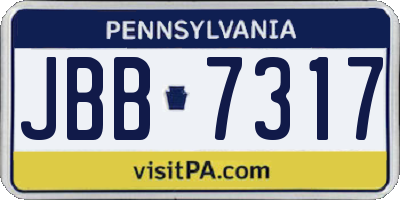 PA license plate JBB7317