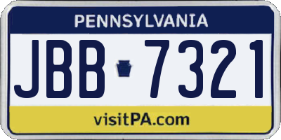 PA license plate JBB7321