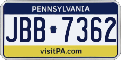 PA license plate JBB7362