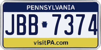 PA license plate JBB7374