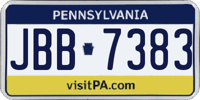 PA license plate JBB7383