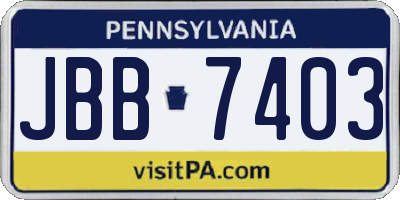 PA license plate JBB7403