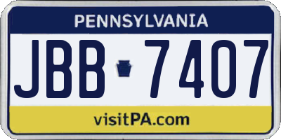 PA license plate JBB7407