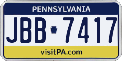 PA license plate JBB7417
