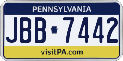 PA license plate JBB7442