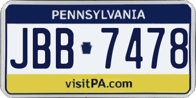 PA license plate JBB7478