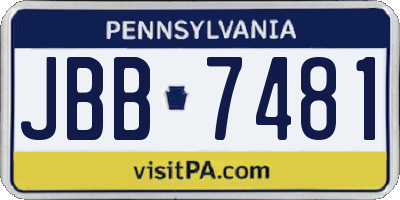 PA license plate JBB7481