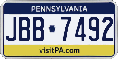 PA license plate JBB7492