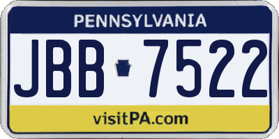 PA license plate JBB7522