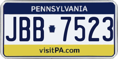 PA license plate JBB7523