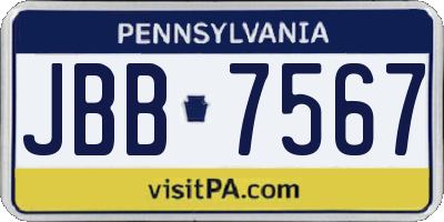 PA license plate JBB7567
