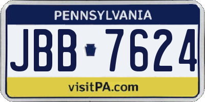 PA license plate JBB7624