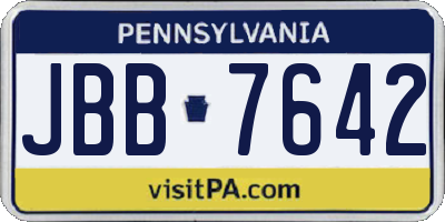 PA license plate JBB7642