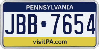 PA license plate JBB7654