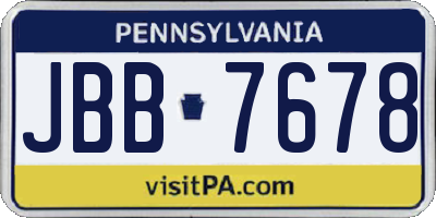 PA license plate JBB7678
