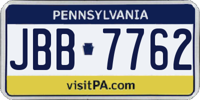 PA license plate JBB7762