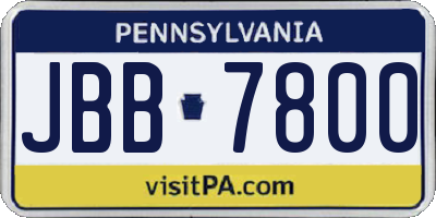 PA license plate JBB7800