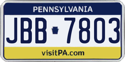 PA license plate JBB7803