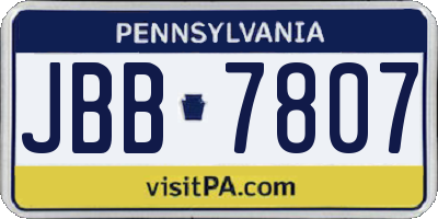 PA license plate JBB7807