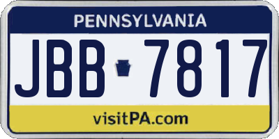 PA license plate JBB7817