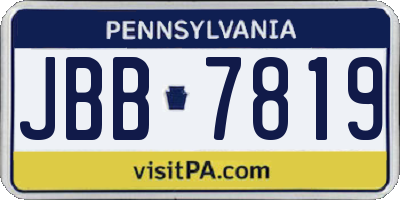 PA license plate JBB7819