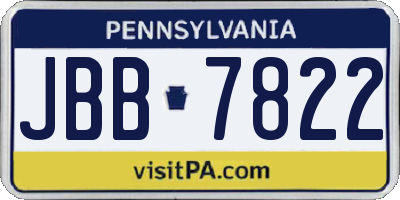 PA license plate JBB7822