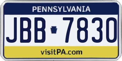 PA license plate JBB7830