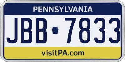 PA license plate JBB7833