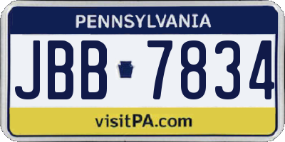 PA license plate JBB7834