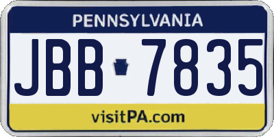 PA license plate JBB7835