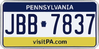 PA license plate JBB7837