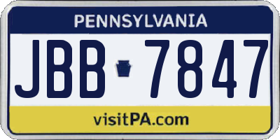 PA license plate JBB7847