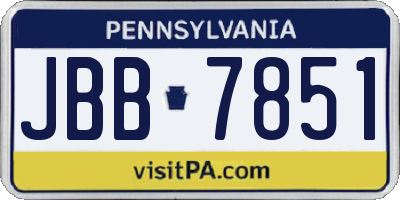 PA license plate JBB7851