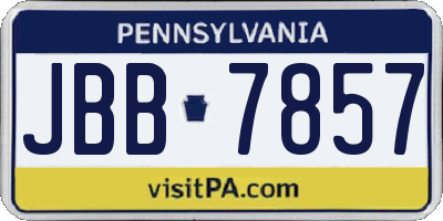 PA license plate JBB7857