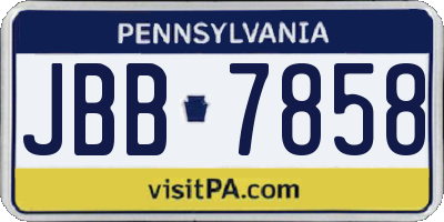 PA license plate JBB7858