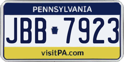 PA license plate JBB7923