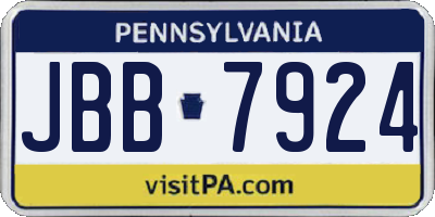 PA license plate JBB7924